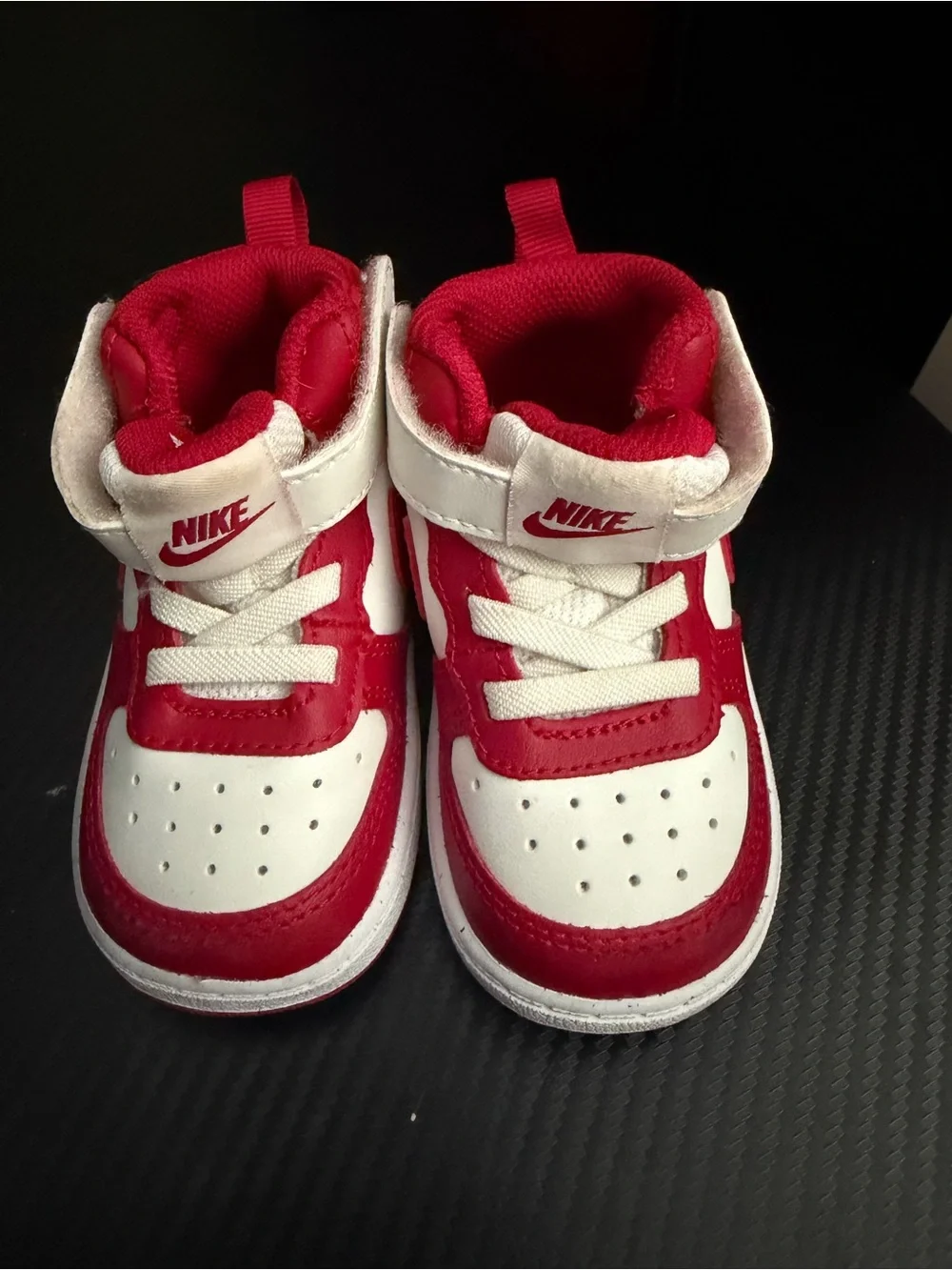 Nike Kids White and Red High-Top Sneakers